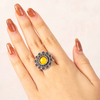 Anel de humor Mandala que muda de cor em prata esterlina - anelhumor
