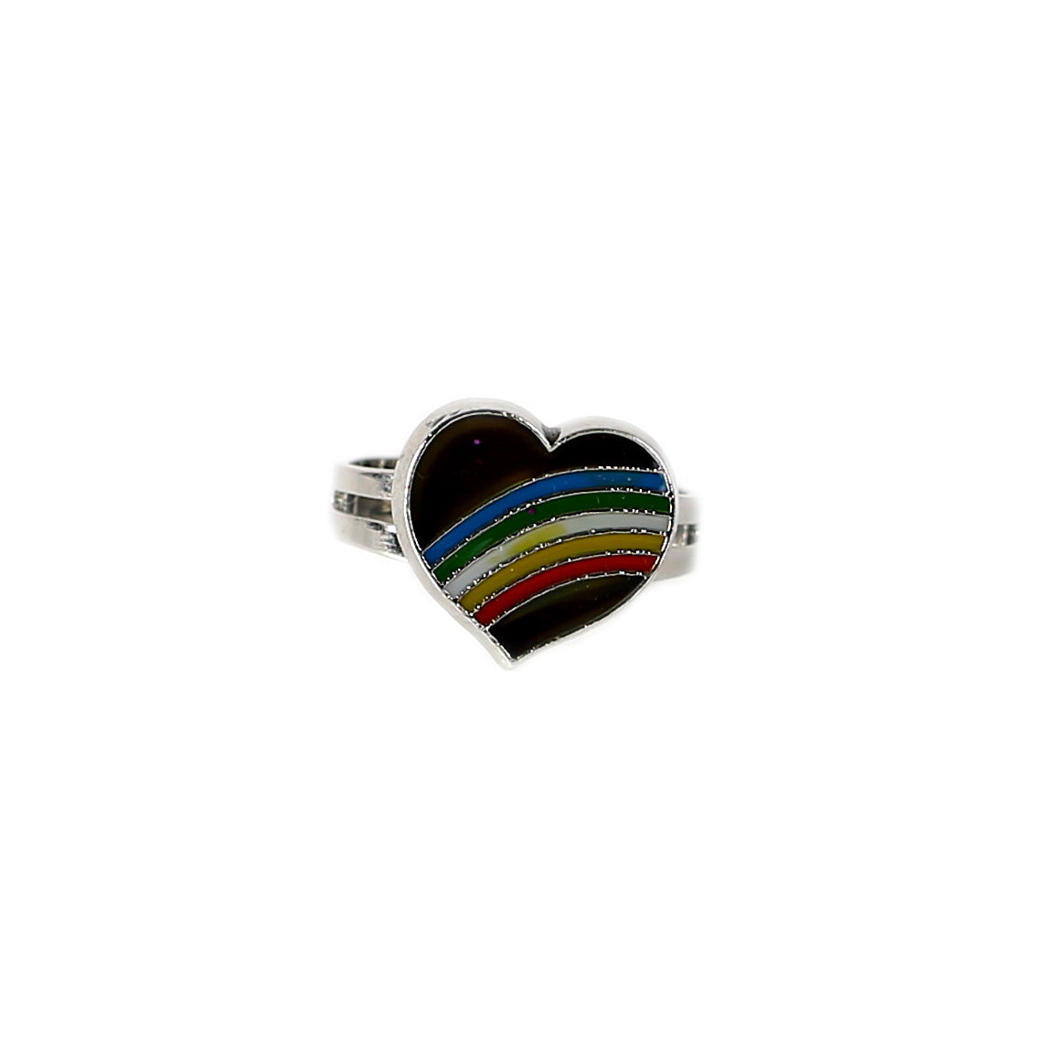 Anel de humor de mudança de cor de coração arco-íris em zinco - anelhumor